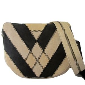 STEVE MADDEN Cream & Black BLauren Patchwork Cross